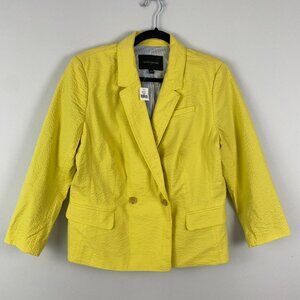 Banana Republic Yellow Seersucker Blazer Womens 12 3/4 Sleeves